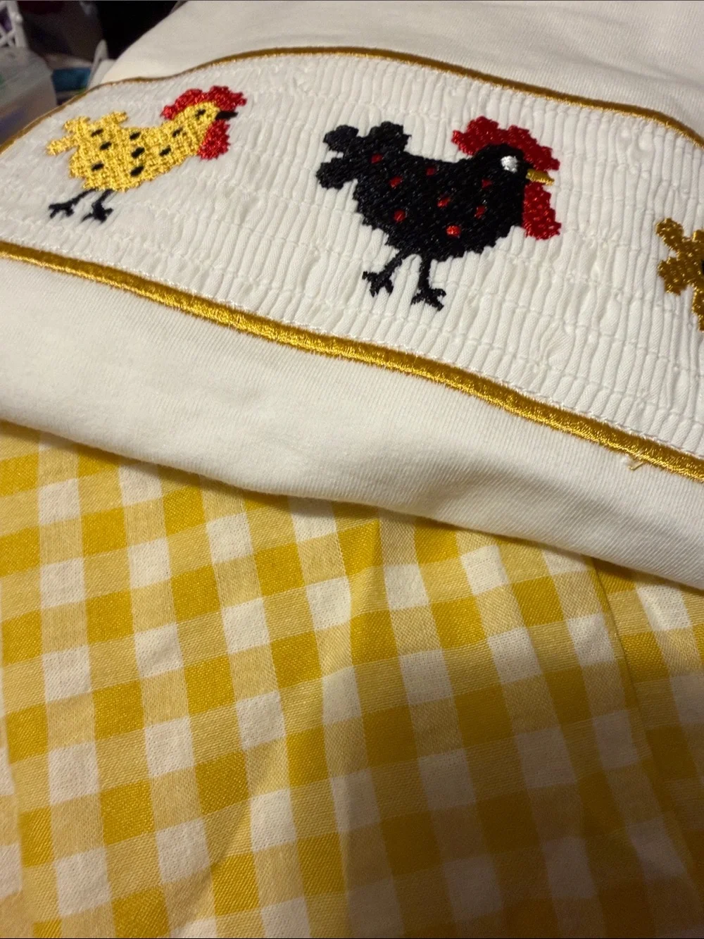 Rylee Faith Embroidered Chicken Long Sleeve &  Gingham Pants NWT Size 3